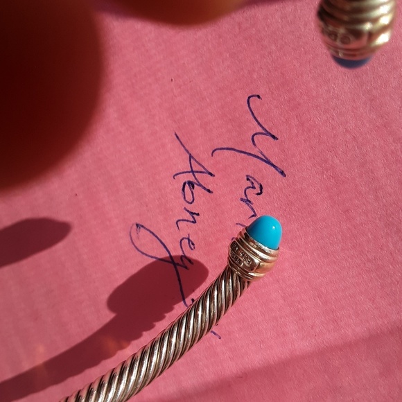 David Yurman 5mm SzM Turquoise Cable Clsc Bracelet - Picture 5 of 7
